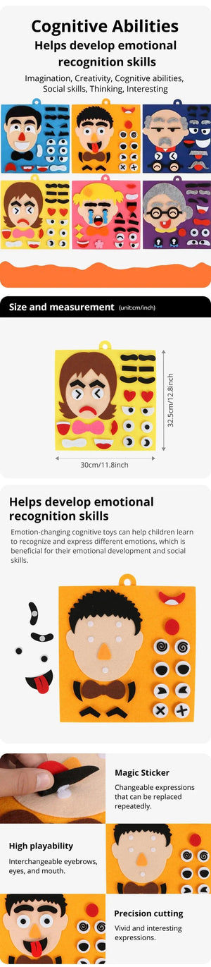 Planet Gates DIY Emotion Change Puzzle Toys Creative Facial Expression Kids Learning Educational Toys For Children Funny Set Fun Gift