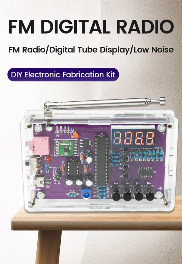 Planet Gates DIY FM Radio Electronic Kit Adjustable Frequency 87-108MHz Digital Display DIY Soldering Project Practice Solder RDA5807S