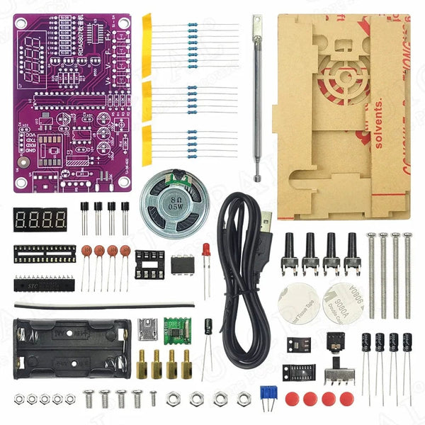 Planet Gates DIY FM Radio Electronic Kit Adjustable Frequency 87-108MHz Digital Display DIY Soldering Project Practice Solder RDA5807S