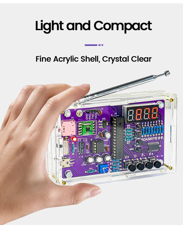Planet Gates DIY FM Radio Electronic Kit Adjustable Frequency 87-108MHz Digital Display DIY Soldering Project Practice Solder RDA5807S