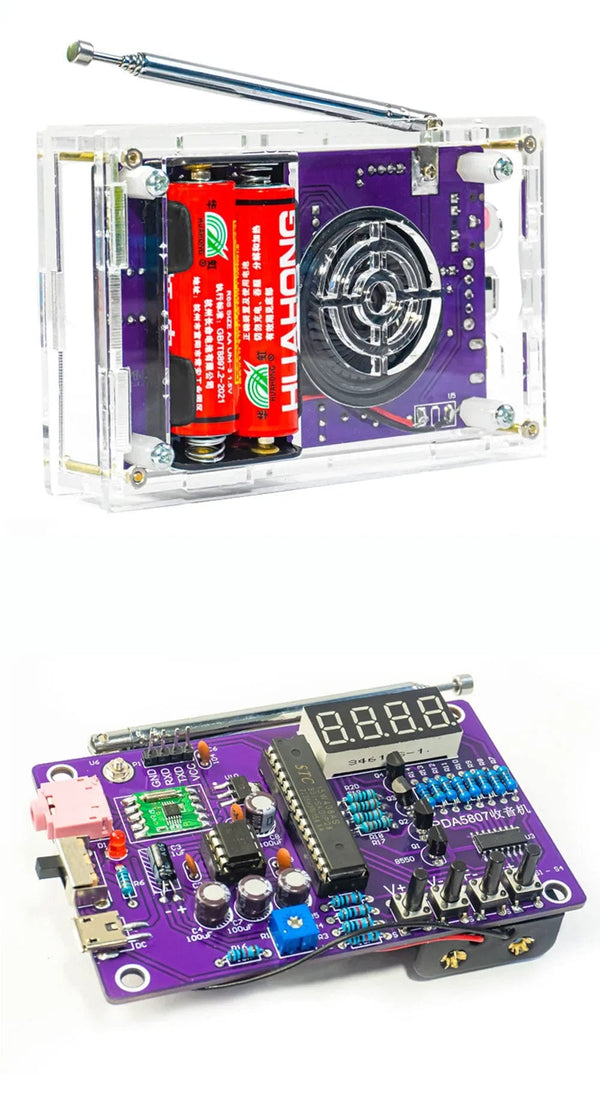 Planet Gates DIY FM Radio Electronic Kit Adjustable Frequency 87-108MHz Digital Display DIY Soldering Project Practice Solder RDA5807S