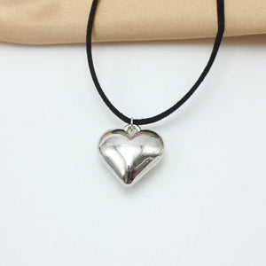 Planet Gates Diy Jewelry Goth Black Velvet 25mm Heart Pendant Choker Necklace for Women Weave Knotted Bowknot Adjustable Chain Jewelry