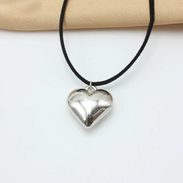 Planet Gates Diy Jewelry Goth Black Velvet 25mm Heart Pendant Choker Necklace for Women Weave Knotted Bowknot Adjustable Chain Jewelry