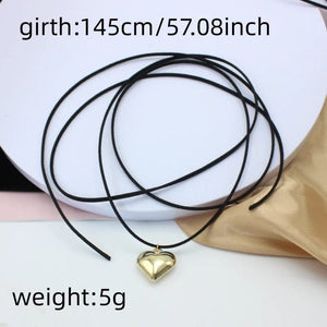 Planet Gates Diy Jewelry Goth Black Velvet 25mm Heart Pendant Choker Necklace for Women Weave Knotted Bowknot Adjustable Chain Jewelry