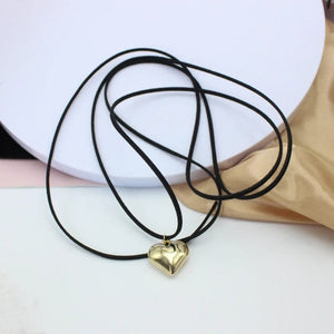 Planet Gates Diy Jewelry Goth Black Velvet 25mm Heart Pendant Choker Necklace for Women Weave Knotted Bowknot Adjustable Chain Jewelry