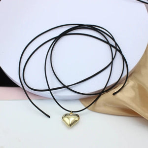 Planet Gates Diy Jewelry Goth Black Velvet 25mm Heart Pendant Choker Necklace for Women Weave Knotted Bowknot Adjustable Chain Jewelry
