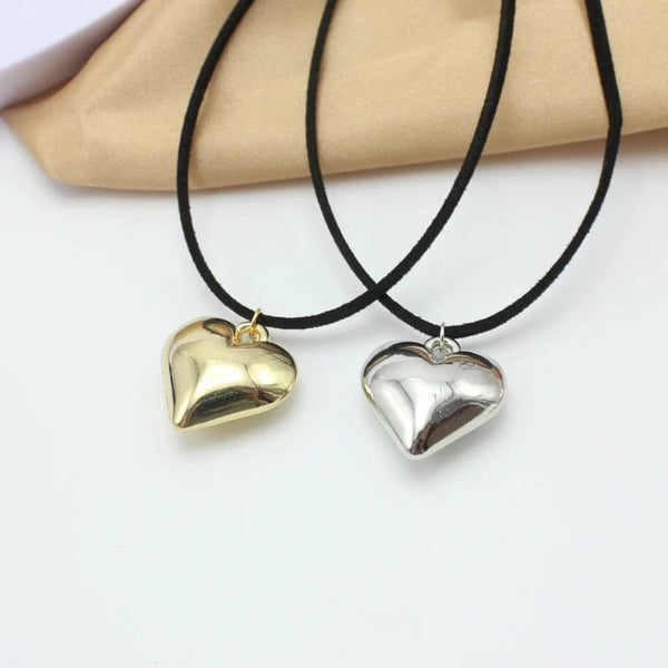 Planet Gates Diy Jewelry Goth Black Velvet 25mm Heart Pendant Choker Necklace for Women Weave Knotted Bowknot Adjustable Chain Jewelry