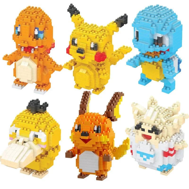 Planet Gates DIY Pokemon Blocks Small Cartoon Mini Building Block Pikachu Charizard Eevee Mewtwo Anime Assemble Action Model Dolls Toys