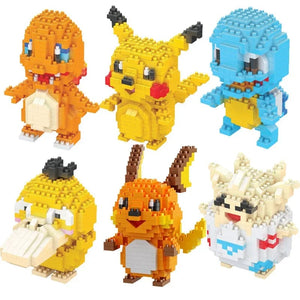 Planet Gates DIY Pokemon Blocks Small Cartoon Mini Building Block Pikachu Charizard Eevee Mewtwo Anime Assemble Action Model Dolls Toys
