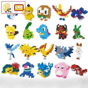 Planet Gates DIY Pokemon Blocks Small Cartoon Mini Building Block Pikachu Charizard Eevee Mewtwo Anime Assemble Action Model Dolls Toys
