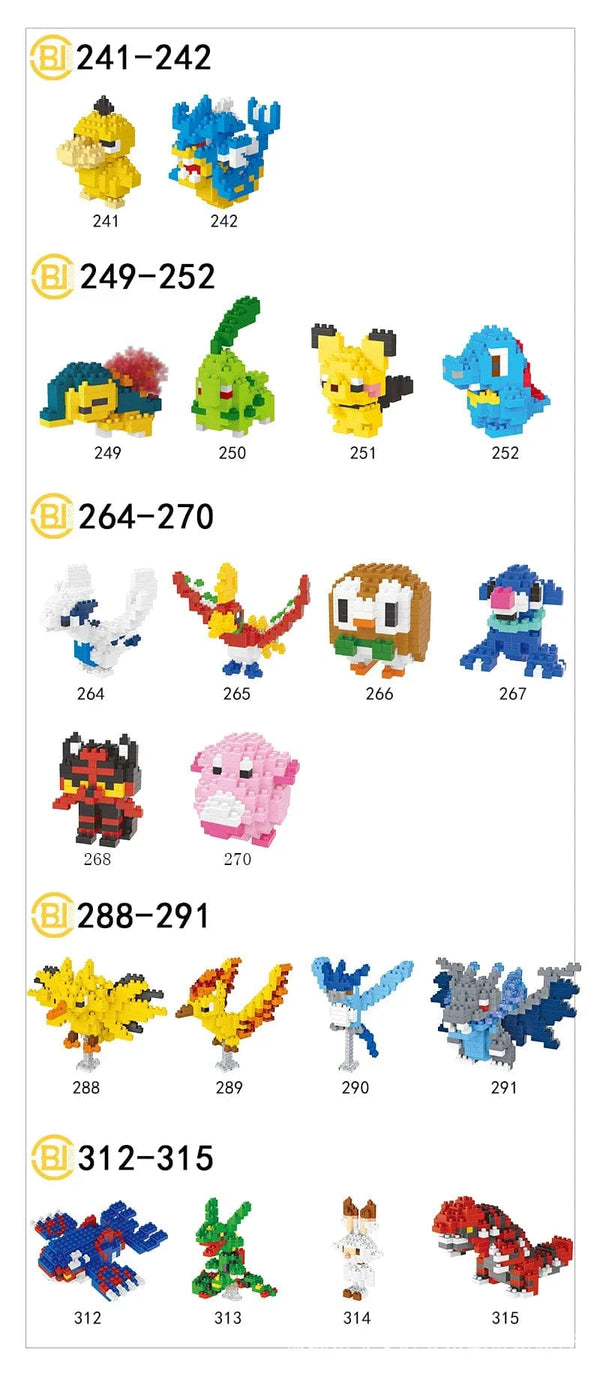 Planet Gates DIY Pokemon Blocks Small Cartoon Mini Building Block Pikachu Charizard Eevee Mewtwo Anime Assemble Action Model Dolls Toys