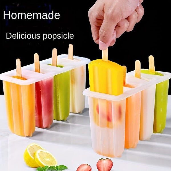 Planet Gates DIY Popsicle Mold 1pc, Popsicle Mold, 4 Cavity Home Ice Cream Mold DIY Homemade Popsicle Mold Children's Creative Ice Cream Popsicle Box, Summer Kitchen Gadgets, Kitchen Stuff, Kitchen Accessories, Home Kitchen Items