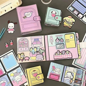 Planet Gates DIY Sanrio Book Kuromi Cinnamoroll Toy Book Homemade Complete No-Cut Quiet Book Handiwork Montessori Educational Toddler Game