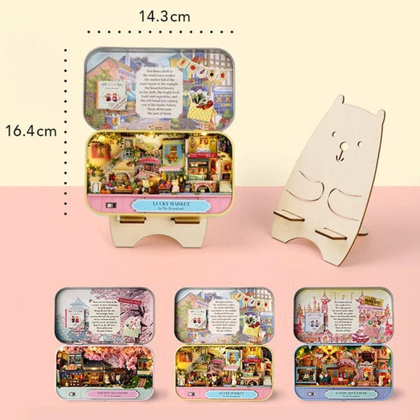 Planet Gates DIY Wood DollHouses Handmade Funny Box Theatre Miniature Box Cute Doll Houses Assemble Kits Gift Wooden Toys For Girls