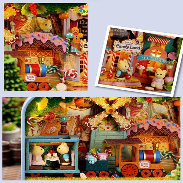 Planet Gates DIY Wood DollHouses Handmade Funny Box Theatre Miniature Box Cute Doll Houses Assemble Kits Gift Wooden Toys For Girls