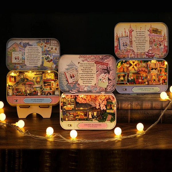 Planet Gates DIY Wood DollHouses Handmade Funny Box Theatre Miniature Box Cute Doll Houses Assemble Kits Gift Wooden Toys For Girls