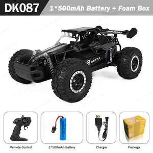 Planet Gates DK087 Black 1B / CHINA 1:16 RC Car with LED Light 2.4G 2WD 20KM/H High Speed Off-Road Climbing Remote Control Car Toy Gifts for Kids