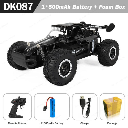 Planet Gates DK087 Black 1B / CHINA 1:16 RC Car with LED Light 2.4G 2WD 20KM/H High Speed Off-Road Climbing Remote Control Car Toy Gifts for Kids