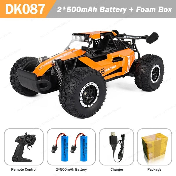 Planet Gates DK087 Yellow 2B / CHINA 1:16 RC Car with LED Light 2.4G 2WD 20KM/H High Speed Off-Road Climbing Remote Control Car Toy Gifts for Kids