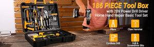 Planet Gates DKMT186-GS / United States DEKO Cordless Drill Tool Kit Set: 20V Power Drill Tool Box with Battery Electric Drill Driver