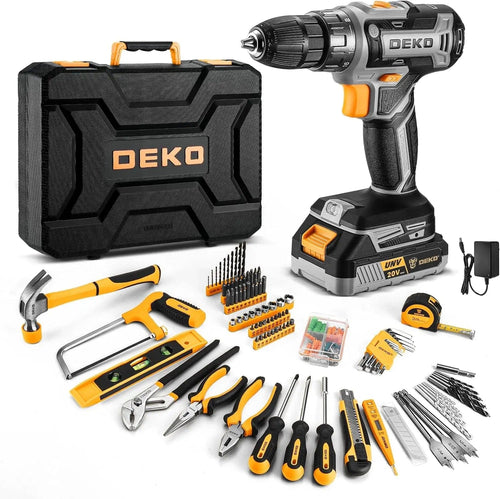 Planet Gates DKMT186-GS / United States DEKO Cordless Drill Tool Kit Set: 20V Power Drill Tool Box with Battery Electric Drill Driver