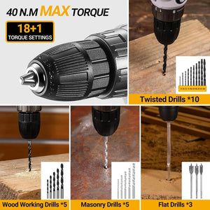 Planet Gates DKMT186-GS / United States DEKO Cordless Drill Tool Kit Set: 20V Power Drill Tool Box with Battery Electric Drill Driver