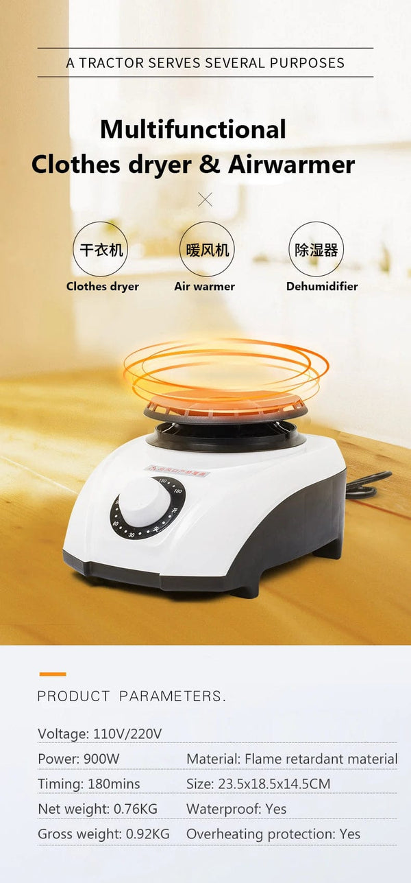 Planet Gates DMWD Multifunctional Portable Clothes Dryer Air Warmer with 180mins Timer Overheat Protection Waterproof Cloth Drying machine US