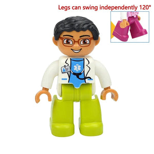 Planet Gates Doctor Man Figures Dolls Big Size Building Blocks Family Action Workers Doctor Police Farmer Compatible Large Bricks Duploes Kid Toys