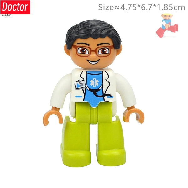 Planet Gates Doctor-R819 Big Size Character Figures Building Block Doll Family Farmer Worker Doctor Policemen Large Brick Compatible Build House Kid Toys