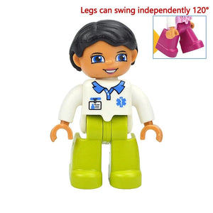Planet Gates Doctor Women Figures Dolls Big Size Building Blocks Family Action Workers Doctor Police Farmer Compatible Large Bricks Duploes Kid Toys