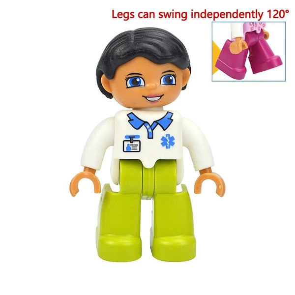 Planet Gates Doctor Women Figures Dolls Big Size Building Blocks Family Action Workers Doctor Police Farmer Compatible Large Bricks Duploes Kid Toys