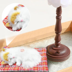 Planet Gates Dog 03 Simulation Plush Mat Cat Dog Toys Sleeping Neko Inu Stuffed Plush Pet Toy with Sound Bedroom Tabletop Car Decorations Kids Gifts