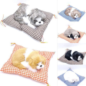 Planet Gates Dog 03 Simulation Plush Mat Cat Dog Toys Sleeping Neko Inu Stuffed Plush Pet Toy with Sound Bedroom Tabletop Car Decorations Kids Gifts