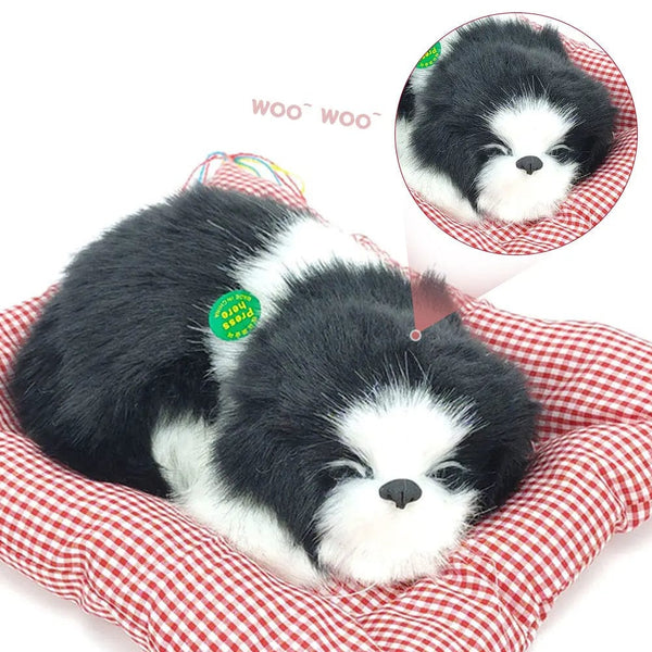 Planet Gates Dog 03 Simulation Plush Mat Cat Dog Toys Sleeping Neko Inu Stuffed Plush Pet Toy with Sound Bedroom Tabletop Car Decorations Kids Gifts