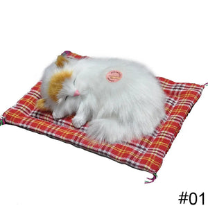 Planet Gates Dog 03 Simulation Plush Mat Cat Dog Toys Sleeping Neko Inu Stuffed Plush Pet Toy with Sound Bedroom Tabletop Car Decorations Kids Gifts