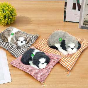 Planet Gates Dog 03 Simulation Plush Mat Cat Dog Toys Sleeping Neko Inu Stuffed Plush Pet Toy with Sound Bedroom Tabletop Car Decorations Kids Gifts