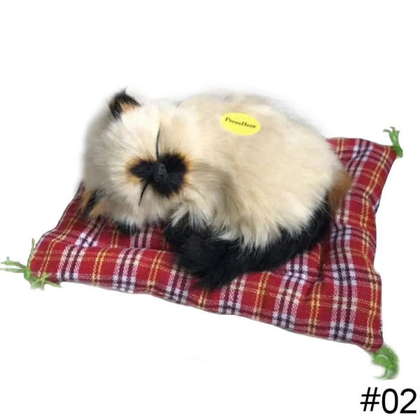 Planet Gates Dog 03 Simulation Plush Mat Cat Dog Toys Sleeping Neko Inu Stuffed Plush Pet Toy with Sound Bedroom Tabletop Car Decorations Kids Gifts