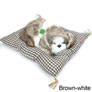 Planet Gates Dog 03 Simulation Plush Mat Cat Dog Toys Sleeping Neko Inu Stuffed Plush Pet Toy with Sound Bedroom Tabletop Car Decorations Kids Gifts