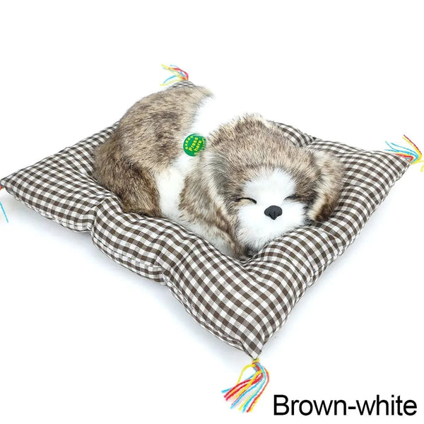 Planet Gates Dog 03 Simulation Plush Mat Cat Dog Toys Sleeping Neko Inu Stuffed Plush Pet Toy with Sound Bedroom Tabletop Car Decorations Kids Gifts