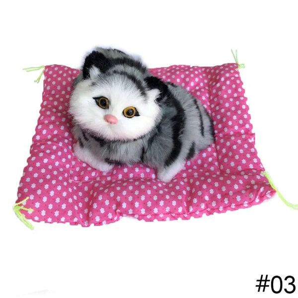 Planet Gates Dog 03 Simulation Plush Mat Cat Dog Toys Sleeping Neko Inu Stuffed Plush Pet Toy with Sound Bedroom Tabletop Car Decorations Kids Gifts