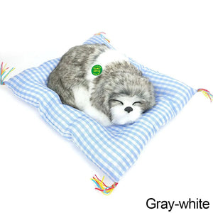 Planet Gates Dog 03 Simulation Plush Mat Cat Dog Toys Sleeping Neko Inu Stuffed Plush Pet Toy with Sound Bedroom Tabletop Car Decorations Kids Gifts