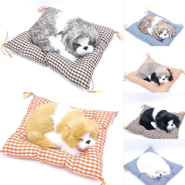 Planet Gates Dog 03 Simulation Plush Mat Cat Dog Toys Sleeping Neko Inu Stuffed Plush Pet Toy with Sound Bedroom Tabletop Car Decorations Kids Gifts