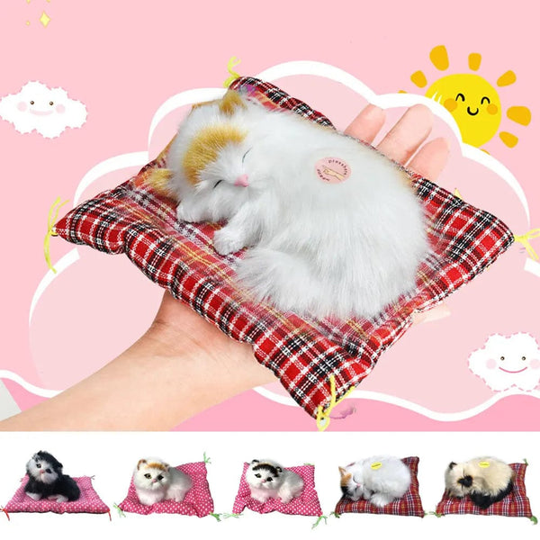 Planet Gates Dog 03 Simulation Plush Mat Cat Dog Toys Sleeping Neko Inu Stuffed Plush Pet Toy with Sound Bedroom Tabletop Car Decorations Kids Gifts