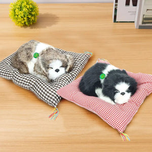 Planet Gates Dog 03 Simulation Plush Mat Cat Dog Toys Sleeping Neko Inu Stuffed Plush Pet Toy with Sound Bedroom Tabletop Car Decorations Kids Gifts