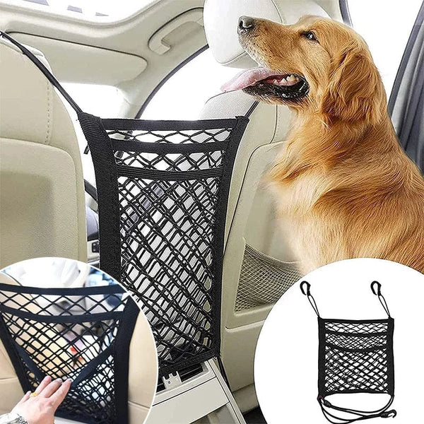 Planet Gates Dog Car Net Barrier Pet Travel Safety Barrier Car Carrier Rear Seat Fence Anti-collision for Child and Pets with Storage Bag
