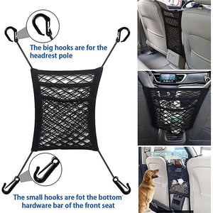 Planet Gates Dog Car Net Barrier Pet Travel Safety Barrier Car Carrier Rear Seat Fence Anti-collision for Child and Pets with Storage Bag