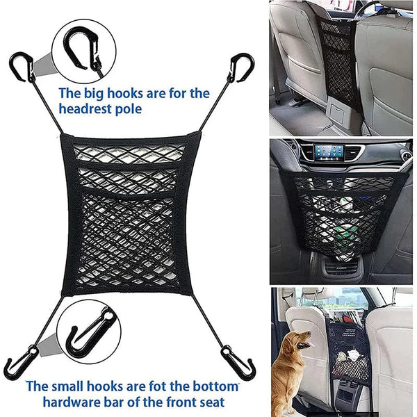 Planet Gates Dog Car Net Barrier Pet Travel Safety Barrier Car Carrier Rear Seat Fence Anti-collision for Child and Pets with Storage Bag