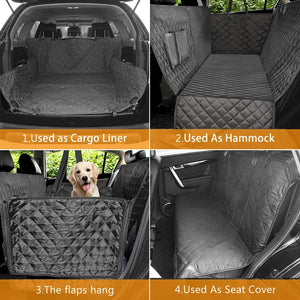Planet Gates Dog Car Seat Cover 100% Waterproof Dog Seat Cover With Side Flaps Pet Seat Cover for Back Seat Black Carrier Hammock Convertible