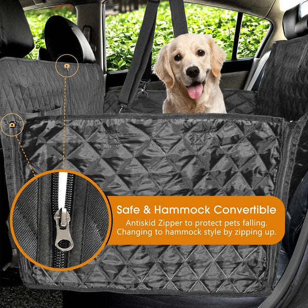 Planet Gates Dog Car Seat Cover 100% Waterproof Dog Seat Cover With Side Flaps Pet Seat Cover for Back Seat Black Carrier Hammock Convertible