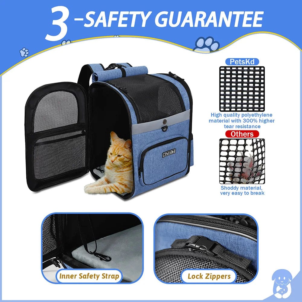 Planet Gates Dog Carrier Bag Pet Double Shoulder Backpack Sturdy Frame Breathable Foldable Dog Double Doors Bag Fits 20 lbs Pets Travel Set